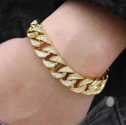 Gold Miami Curb Chain Bracelet WEM Support (www.WEM.support)