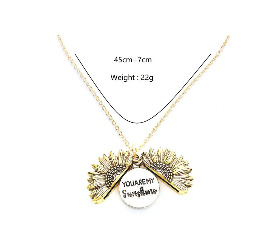Sunflower Double Lettering Necklace WEM Support (www.WEM.support)