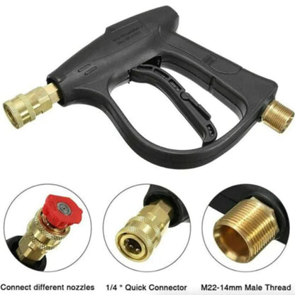 1/4" High Pressure Washer Gun 4000 PSI Car Wash Foam Spray Short Wand w/ Nozzle WEM Support (www.WEM.support)