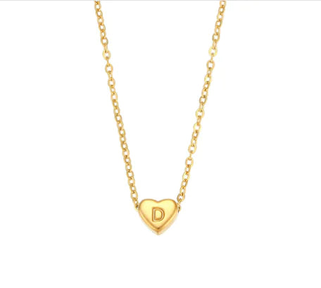Heart Charm Gold Necklet - Initial Love HejK.com Marketplace LLC
