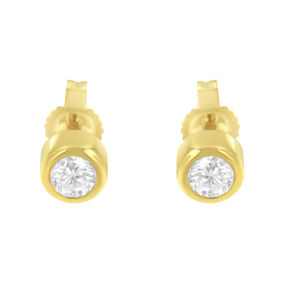 10K Gold 0.30 Cttw Round Brilliant-Cut Near Colorless Diamond Bezel-Set Stud Earrings (H-I Color, I1-I2 Clarity) WEM Support (www.WEM.support)