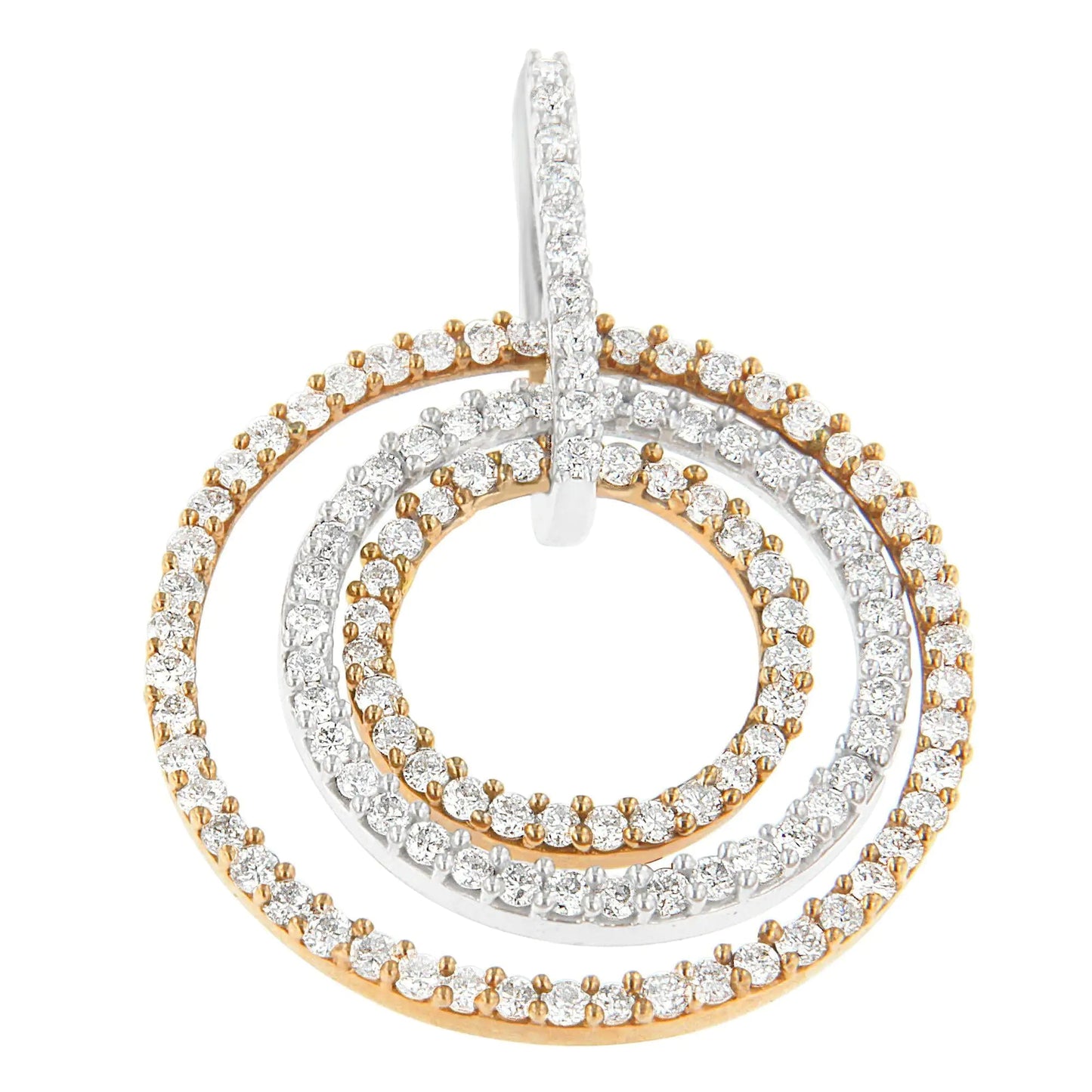 Two-Tone 14K Gold 1 cttw Round Cut Diamond Circle Loop Pendant Necklace (H-I, SI2-I1) WEM Support (www.WEM.support)