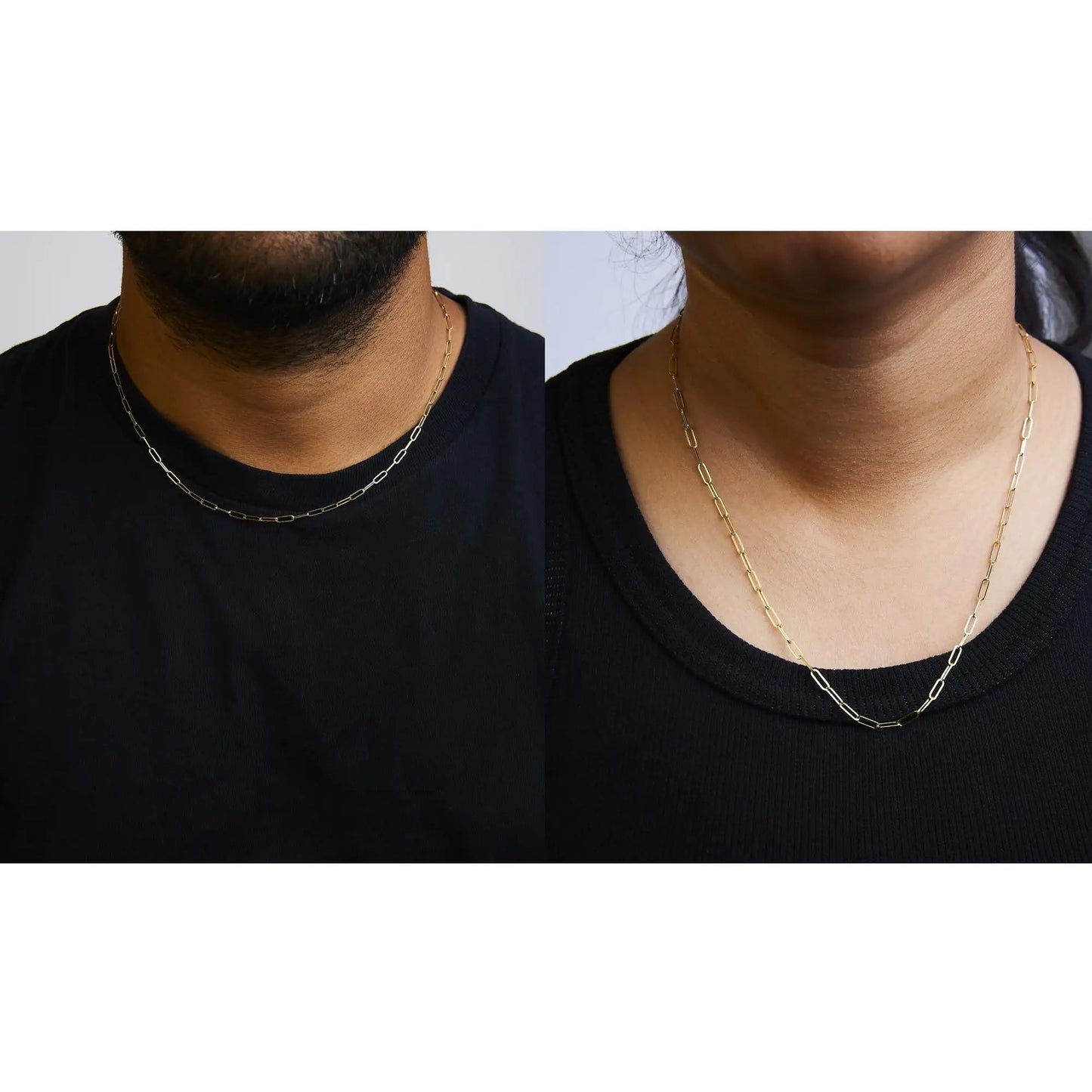 Unisex Solid 14K Gold 2.5mm Paperclip Chain Necklace WEM Support (www.WEM.support)