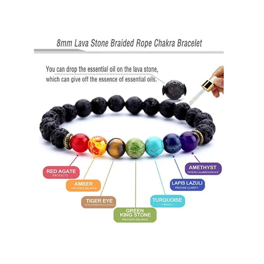 Lava Rock 7 Chakras Bracelet WEM Support (www.WEM.support)
