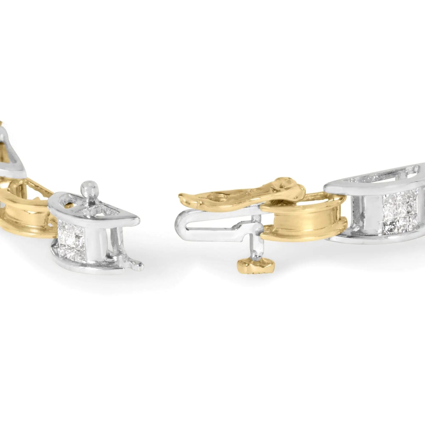 14K Two-Tone Gold 1.00 Cttw Princess-Cut Diamond Chain Link 7" Bracelet (H-I Color, SI1-SI2 Clarity) WEM Support (www.WEM.support)