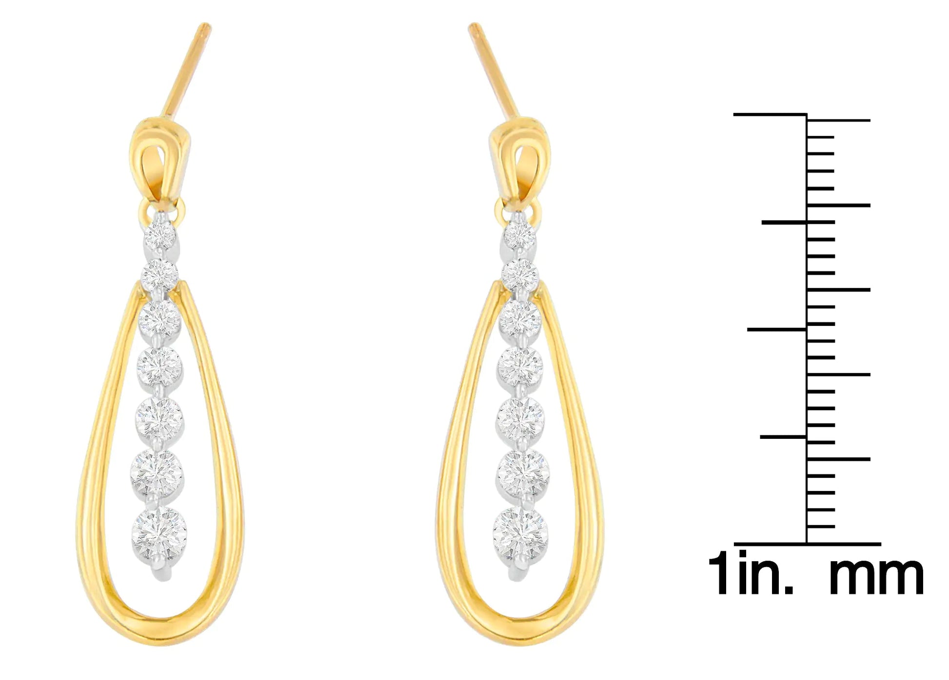 14K Two Toned Gold Dangling Diamond Drop Earrings (1.00cttw, H-I color,SI1-SI2 clarity) WEM Support (www.WEM.support)