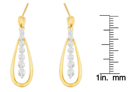 14K Two Toned Gold Dangling Diamond Drop Earrings (1.00cttw, H-I color,SI1-SI2 clarity) WEM Support (www.WEM.support)