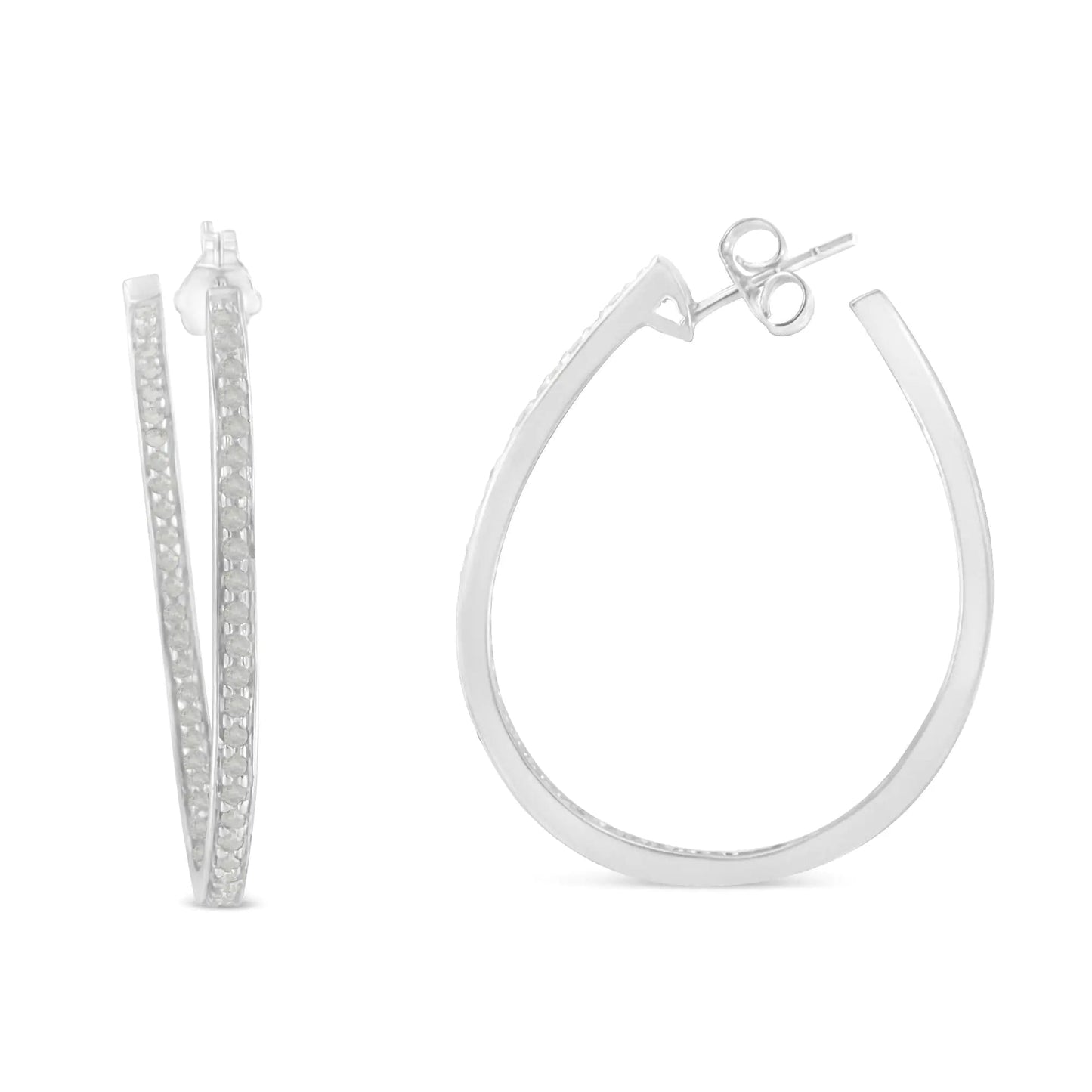 14K White Gold Round Diamond Hoop Earrings (1 cttw, H-I Color, I1-I2 Clarity) WEM Support (www.WEM.support)