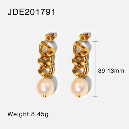 Fashionable Stainless Steel Pearl Earrings HejK.com