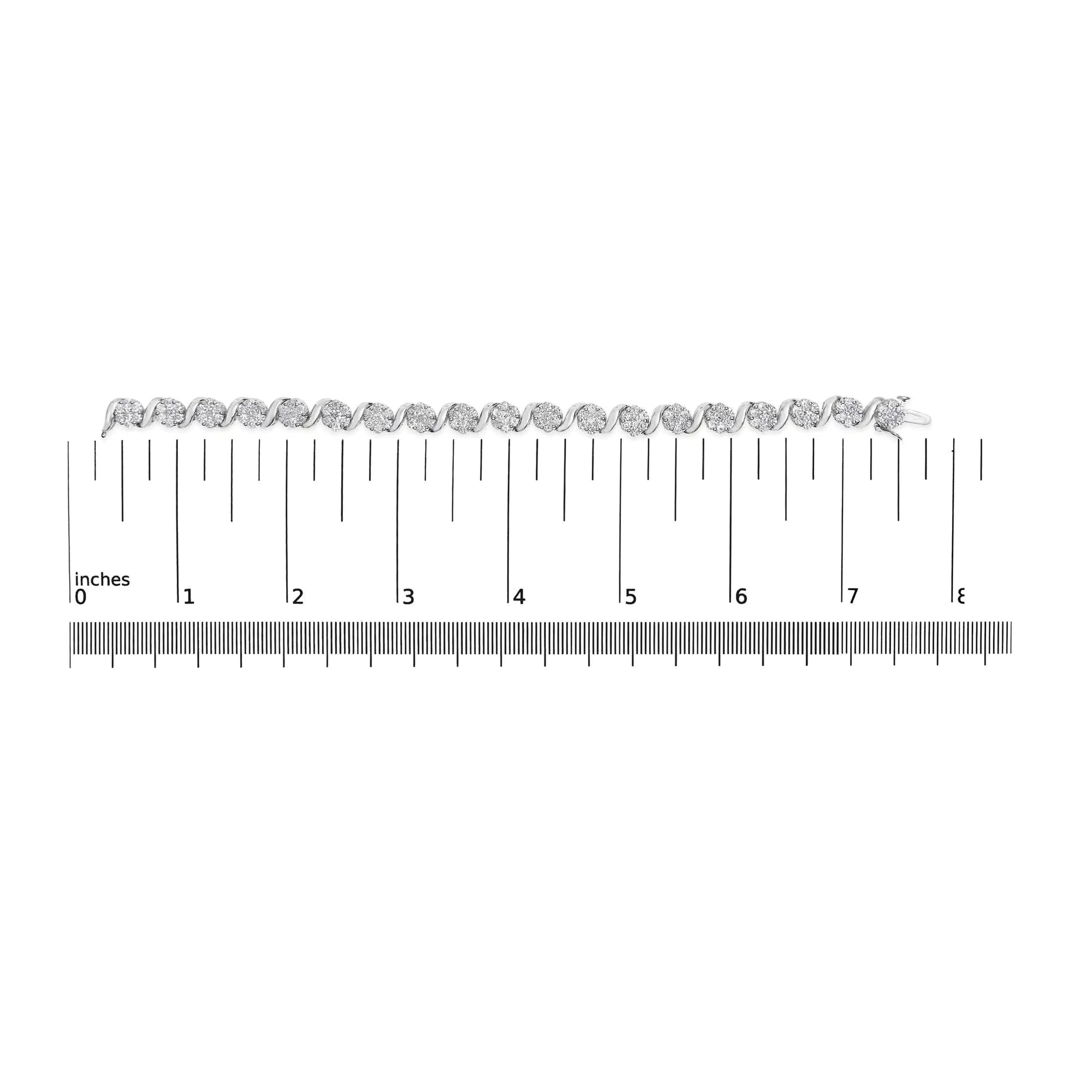 14K White Gold 7 3/8 Cttw Round Brilliant Diamond Floral Cluster and S Link Bracelet (H-I Color, SI2-I1 Clarity) - 7" Inches WEM Support (www.WEM.support)