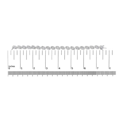 14K White Gold 7 3/8 Cttw Round Brilliant Diamond Floral Cluster and S Link Bracelet (H-I Color, SI2-I1 Clarity) - 7" Inches WEM Support (www.WEM.support)