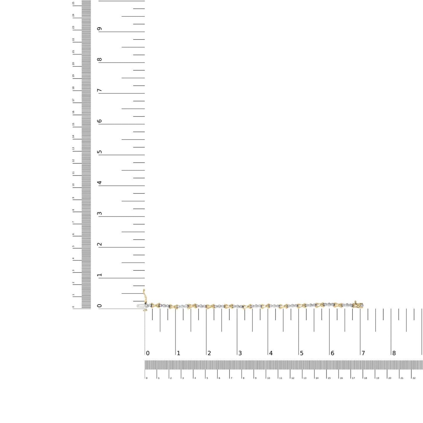 10K Two-Tone Gold 1/2 Cttw Diamond Alternating 3 Stone and X-Link 7" Bracelet (I-J Color, I2-I3 Clarity) WEM Support (www.WEM.support)