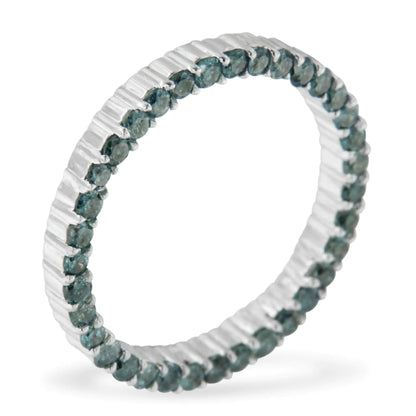 14K White Gold Treated Blue Diamond Pendant Necklace (1 cttw, Blue Color, I1-I2 Clarity) WEM Support (www.WEM.support)