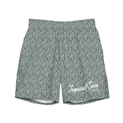 Men's Eco Grey Palm Swim Trunks WEM Support (www.WEM.support)