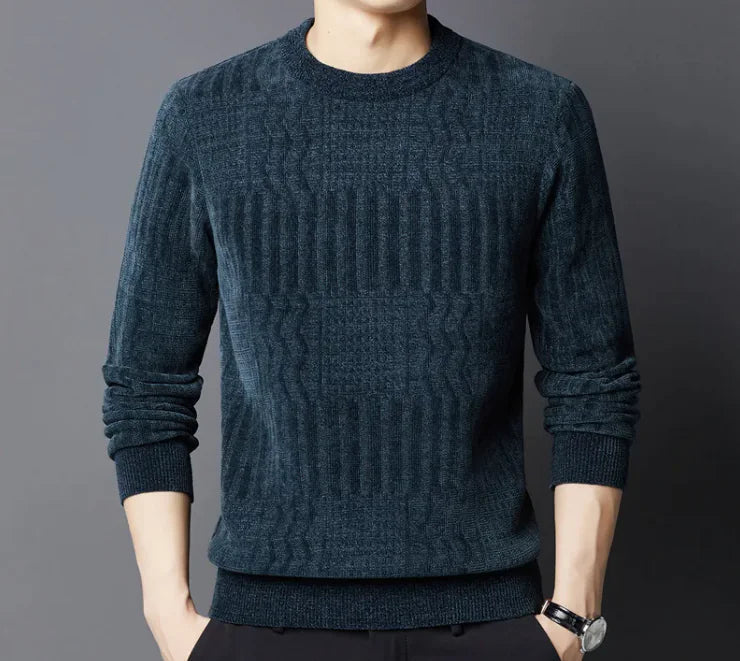 Crew Neck Casual Jacquard Sweater WEM Support (www.WEM.support)