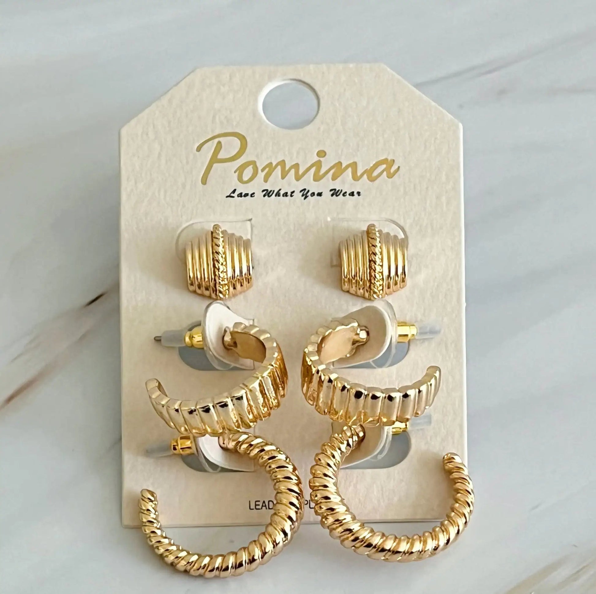 Cabled Trio Set Hoop Earrings WEM Support (www.WEM.support)