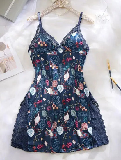 Sexy nattkjole med blondekant for kvinner - Women’s Sexy Lace Trim Night Dress WEM Support (www.WEM.support)