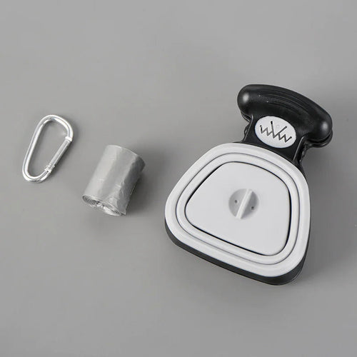 Pet Dog Poop Bag Dispenser with Foldable Poop Scoop WEM Support (www.WEM.support)