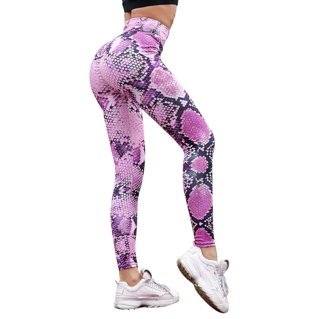 High Waist Snake Print Bum Scrunch Leggings WEM Support (www.WEM.support)