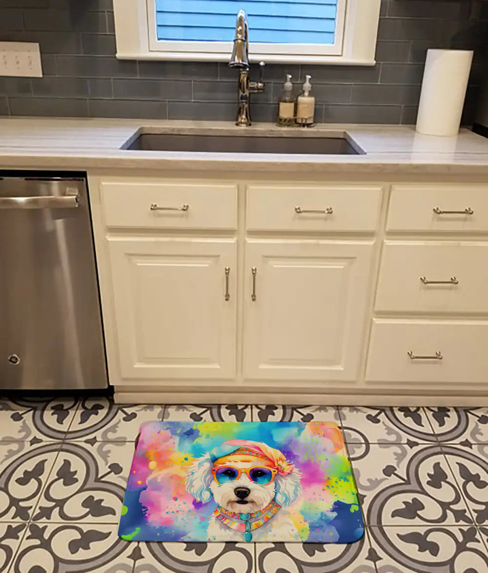 Bichon Frise Hippie Dawg Memory Foam Kitchen Mat WEM Support (www.WEM.support)