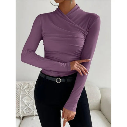 Cross Collar Slim Fit Long Sleeve Shirt WEM Support (www.WEM.support)