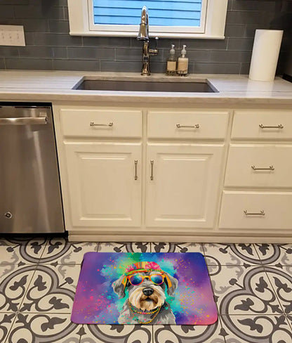 Schnauzer Hippie Dawg Memory Foam Kitchen Mat WEM Support (www.WEM.support)