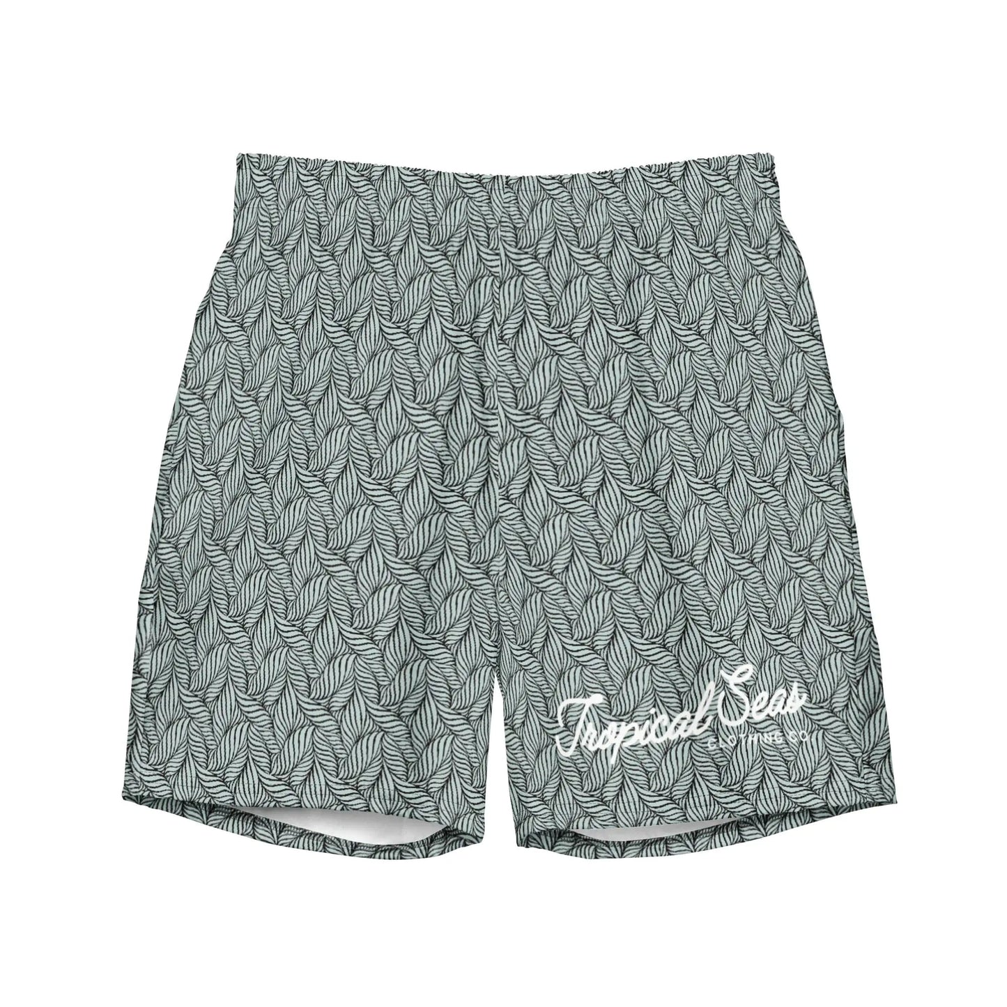 Men's Eco Grey Palm Swim Trunks WEM Support (www.WEM.support)