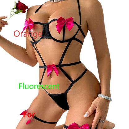 Lace Halter Bowknot Suit