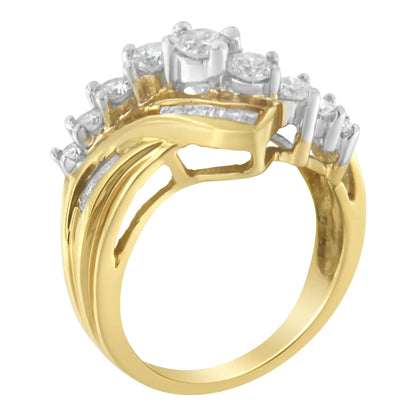 10K Two-Toned Diamond Bypass Ring (1 Cttw, H-I Color, SI2-I1 Clarity) WEM Support (www.WEM.support)