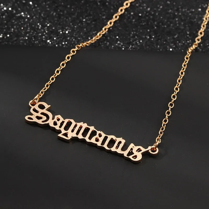Retro Zodiac English Letter Alphabet Necklaces WEM Support (www.WEM.support)