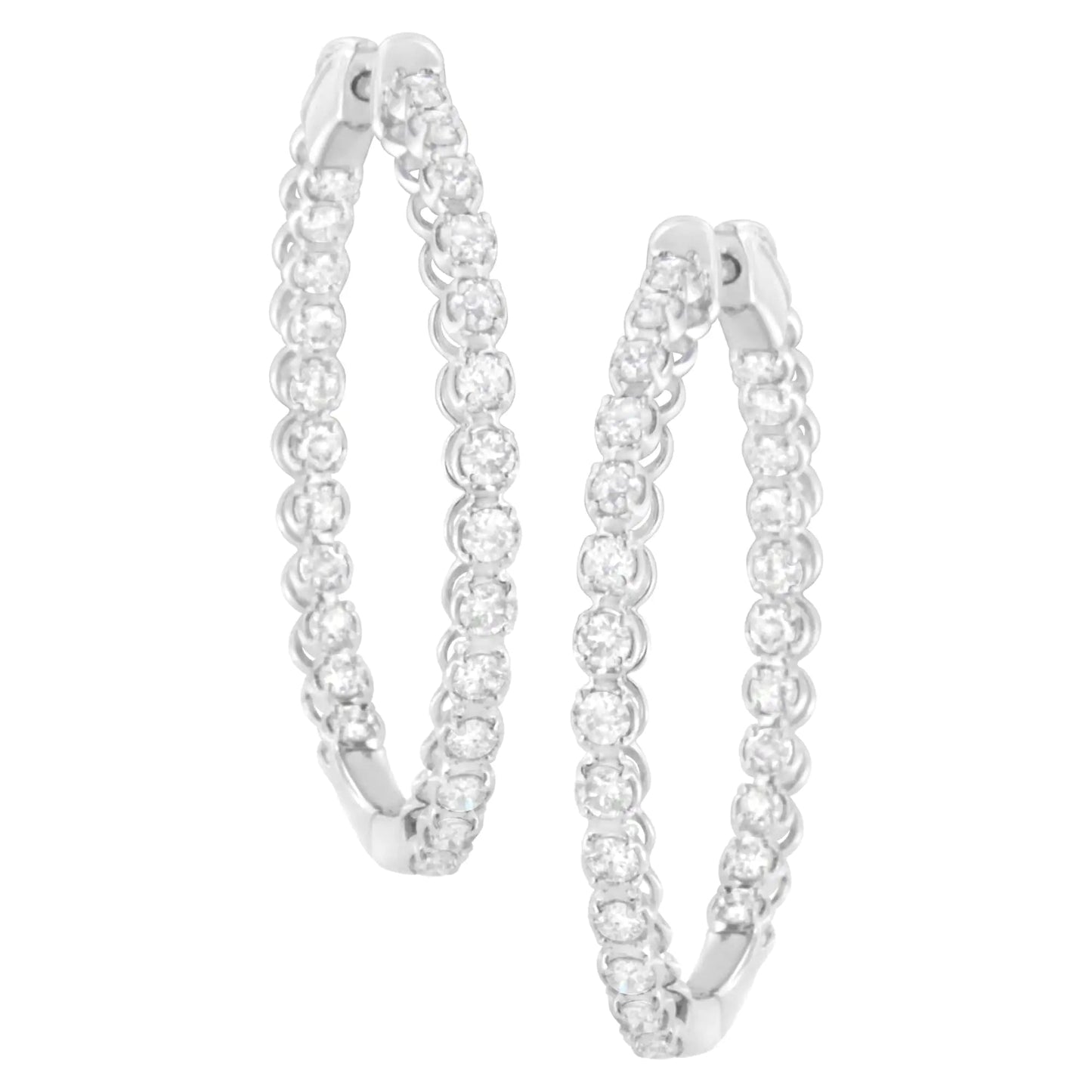 14K White Gold 2 cttw Diamond Hoop Earrings (I-J Clarity, I1-I2 Color) WEM Support (www.WEM.support)