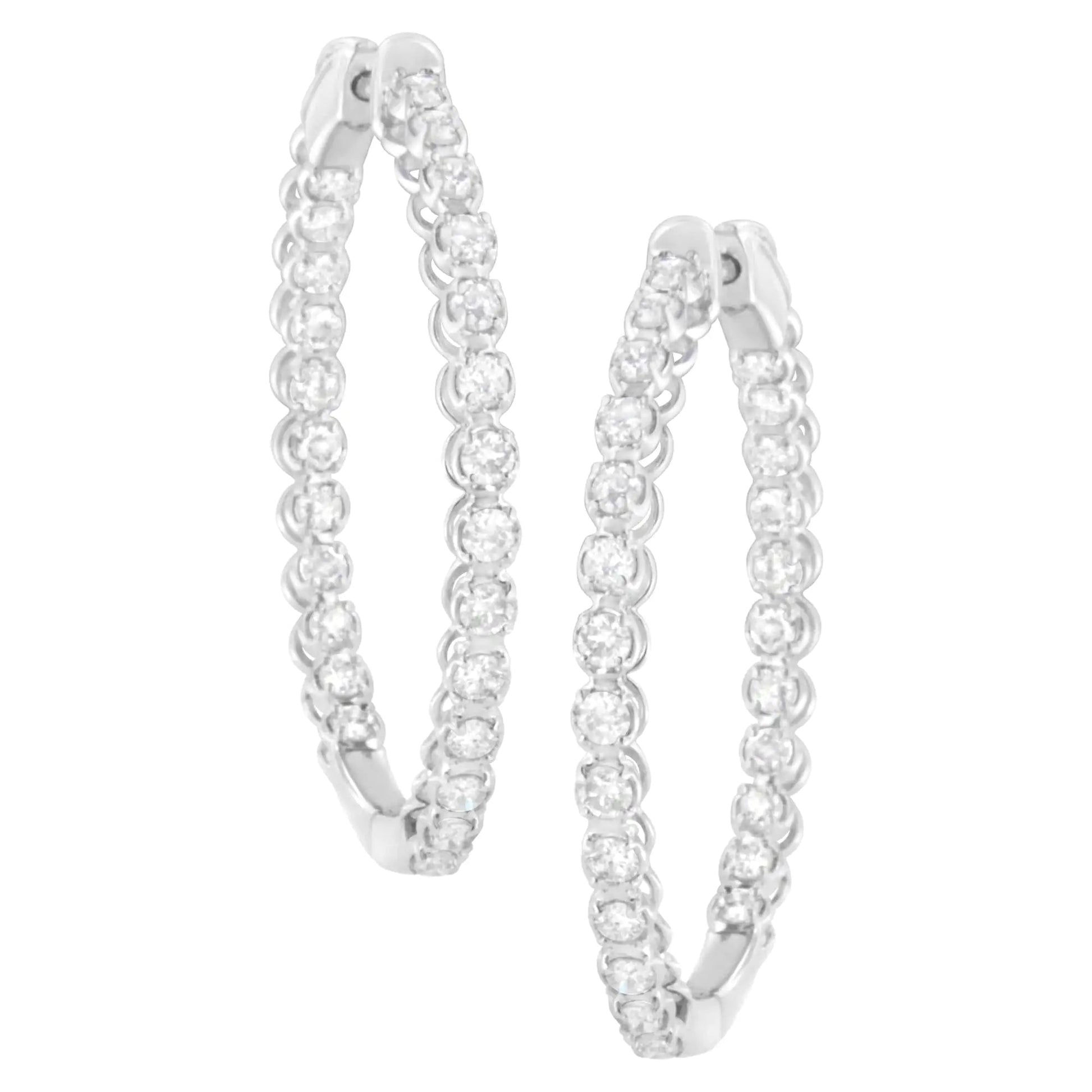 14K White Gold 2 cttw Diamond Hoop Earrings (I-J Clarity, I1-I2 Color) WEM Support (www.WEM.support)