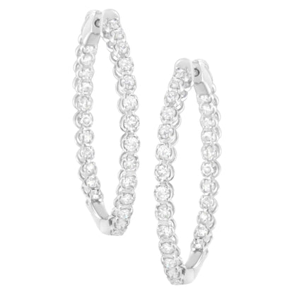 14K White Gold 2 cttw Diamond Hoop Earrings (I-J Clarity, I1-I2 Color) WEM Support (www.WEM.support)