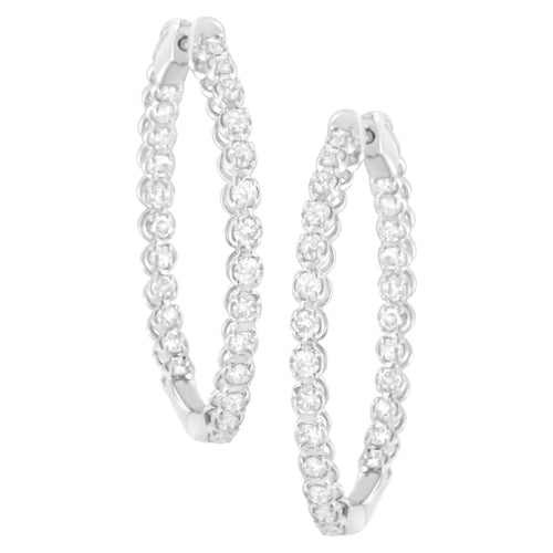 14K White Gold 2 cttw Diamond Hoop Earrings (I-J Clarity, I1-I2 Color) WEM Support (www.WEM.support)