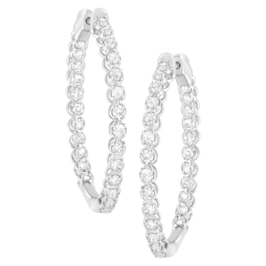 14K White Gold 2 cttw Diamond Hoop Earrings (I-J Clarity, I1-I2 Color) WEM Support (www.WEM.support)