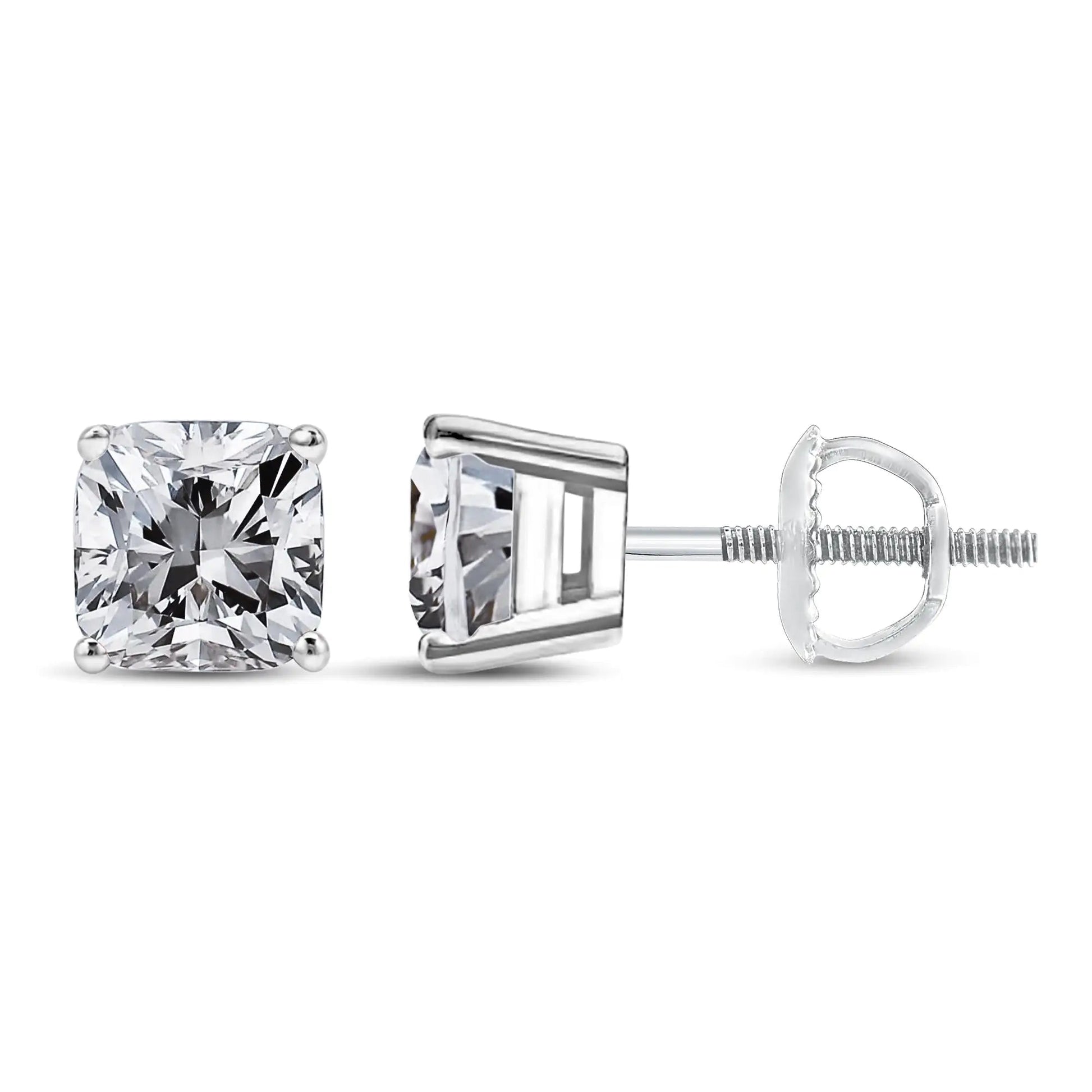 14K White Gold 1 1/2 Cttw Clarity Enhanced Princess Cut Diamond Solitaire Stud Earrings (I-J Color, I1-I2 Clarity) WEM Support (www.WEM.support)