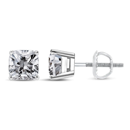 14K White Gold 1 1/2 Cttw Clarity Enhanced Princess Cut Diamond Solitaire Stud Earrings (I-J Color, I1-I2 Clarity) WEM Support (www.WEM.support)