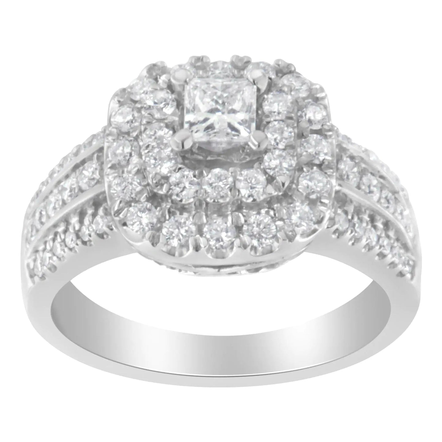14KT White Gold Diamond Cluster Ring (1 cttw, H-I Color, I1-I2 Clarity) WEM Support (www.WEM.support)