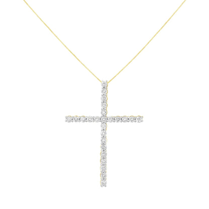 .925 Sterling Silver 2 1/2 cttw Diamond Cross Pendant Necklace (H-I, I2-I3) WEM Support (www.WEM.support)
