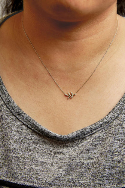 10K Yellow Gold 1/10 Cttw Diamond Leaf and Branch 18" Pendant Necklace (H-I Color, I1-I2 Clarity) WEM Support (www.WEM.support)