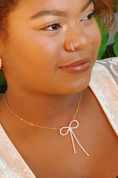 Adorable Shine Bow Necklace WEM Support (www.WEM.support)