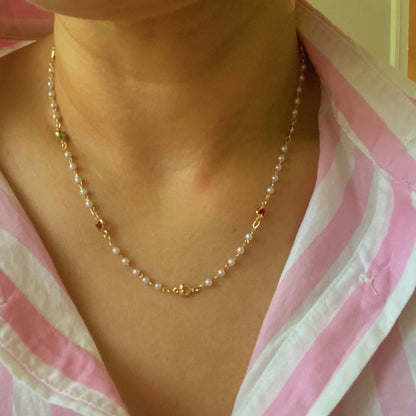 Precious Mini Heart Pearl Chain Necklace WEM Support (www.WEM.support)