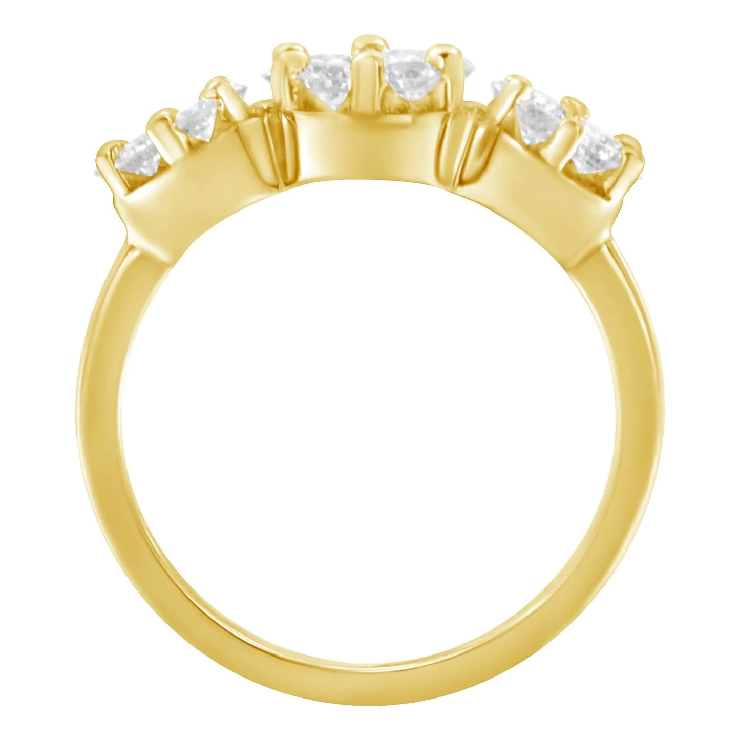 14K Yellow Gold 1-1/4 Cttw Brilliant Cut Diamond Three Round Floral Clusters Engagement or Fashion Ring (H-I Color, SI2-I1 Clarity) WEM Support (www.WEM.support)