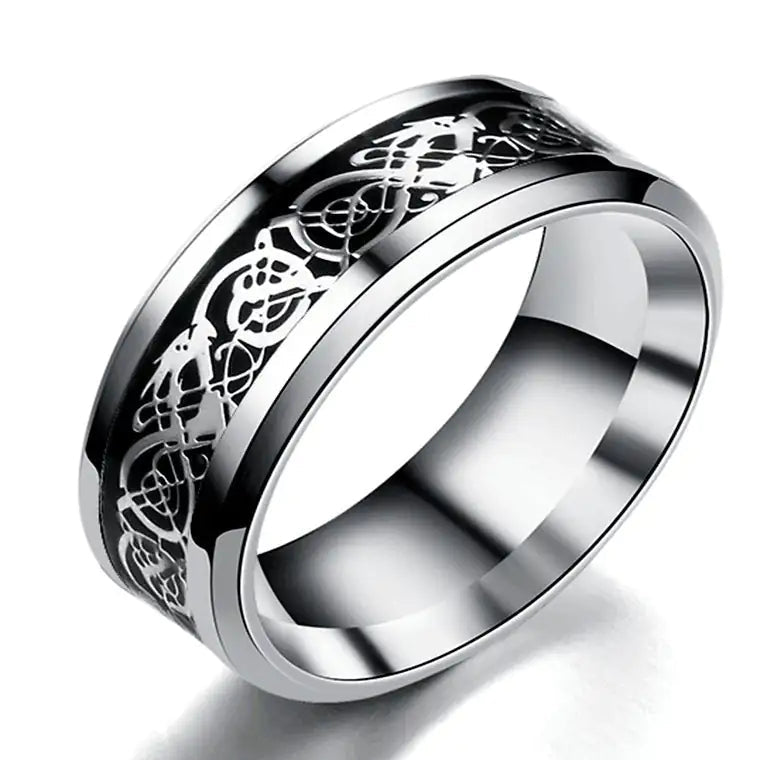 Stainless steel dragon pattern ring WEM Support (www.WEM.support)