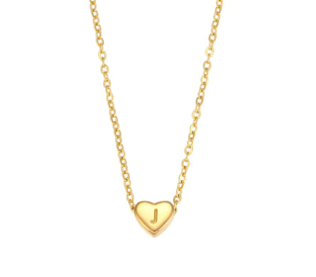 Heart Charm Gold Necklet - Initial Love HejK.com Marketplace LLC