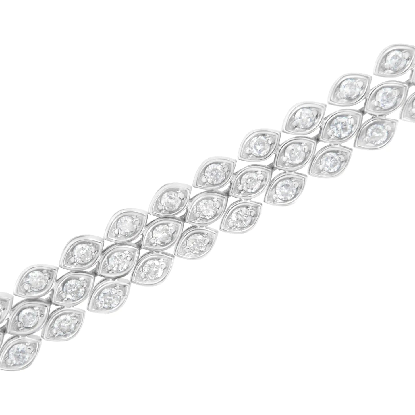 .925 Sterling Silver 3.0 Cttw Diamond Pave-Set Marquise Shaped Banded Link Bracelet (I-J Color, I2-I3 Clarity) - 7-1/4" WEM Support (www.WEM.support)