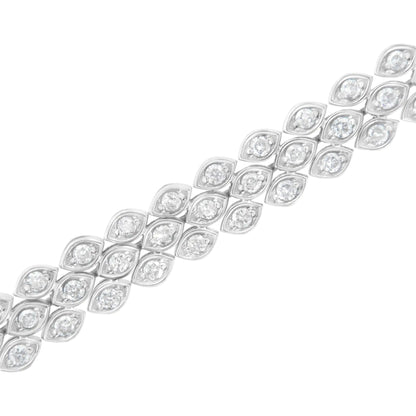 .925 Sterling Silver 3.0 Cttw Diamond Pave-Set Marquise Shaped Banded Link Bracelet (I-J Color, I2-I3 Clarity) - 7-1/4" WEM Support (www.WEM.support)