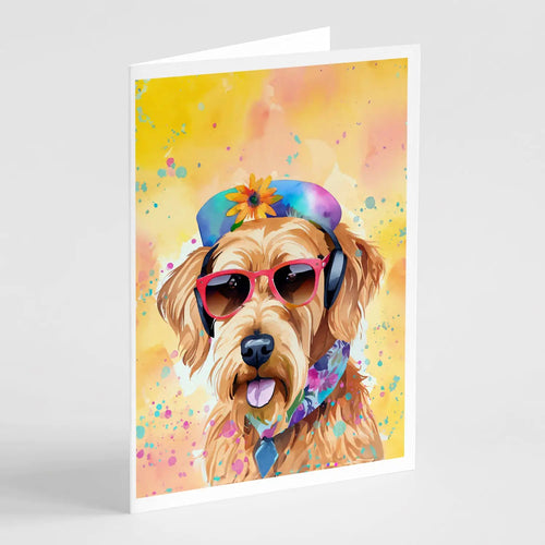 Airedale Terrier Hippie Dawg Greeting Cards Pack of 8 WEM Support (www.WEM.support)