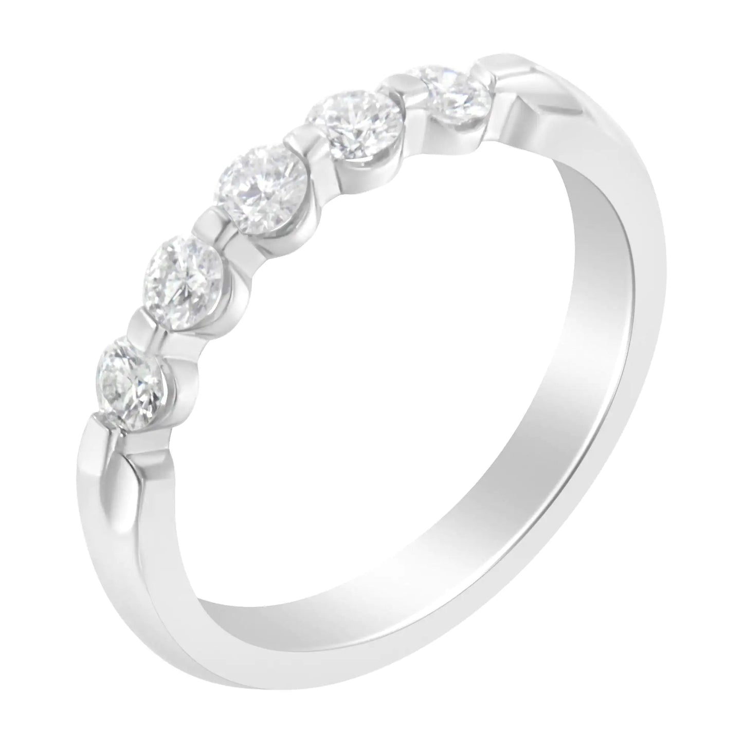 14K White Gold 1/2 cttw Diamond 5-Stone Band Ring (H-I Clarity, SI2-I1 Color) WEM Support (www.WEM.support)