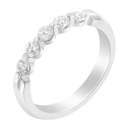 14K White Gold 1/2 cttw Diamond 5-Stone Band Ring (H-I Clarity, SI2-I1 Color) WEM Support (www.WEM.support)